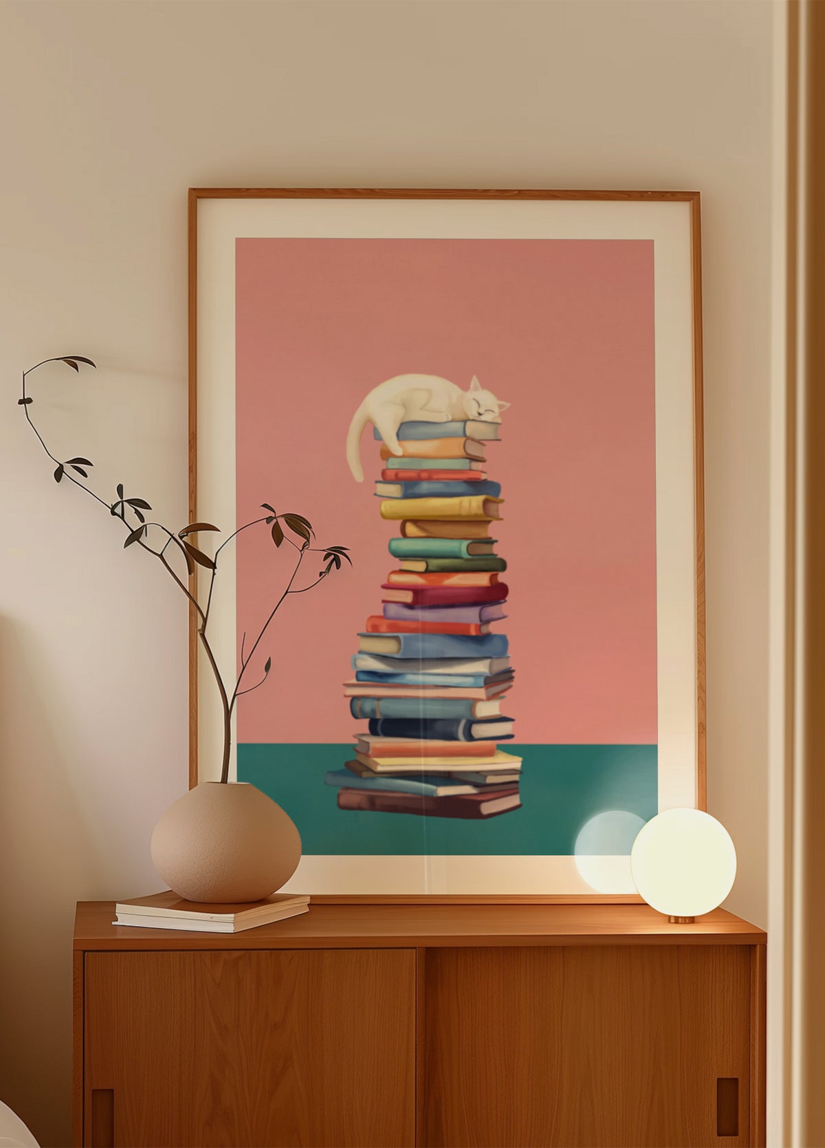 Cozy Cat on Colorful Books