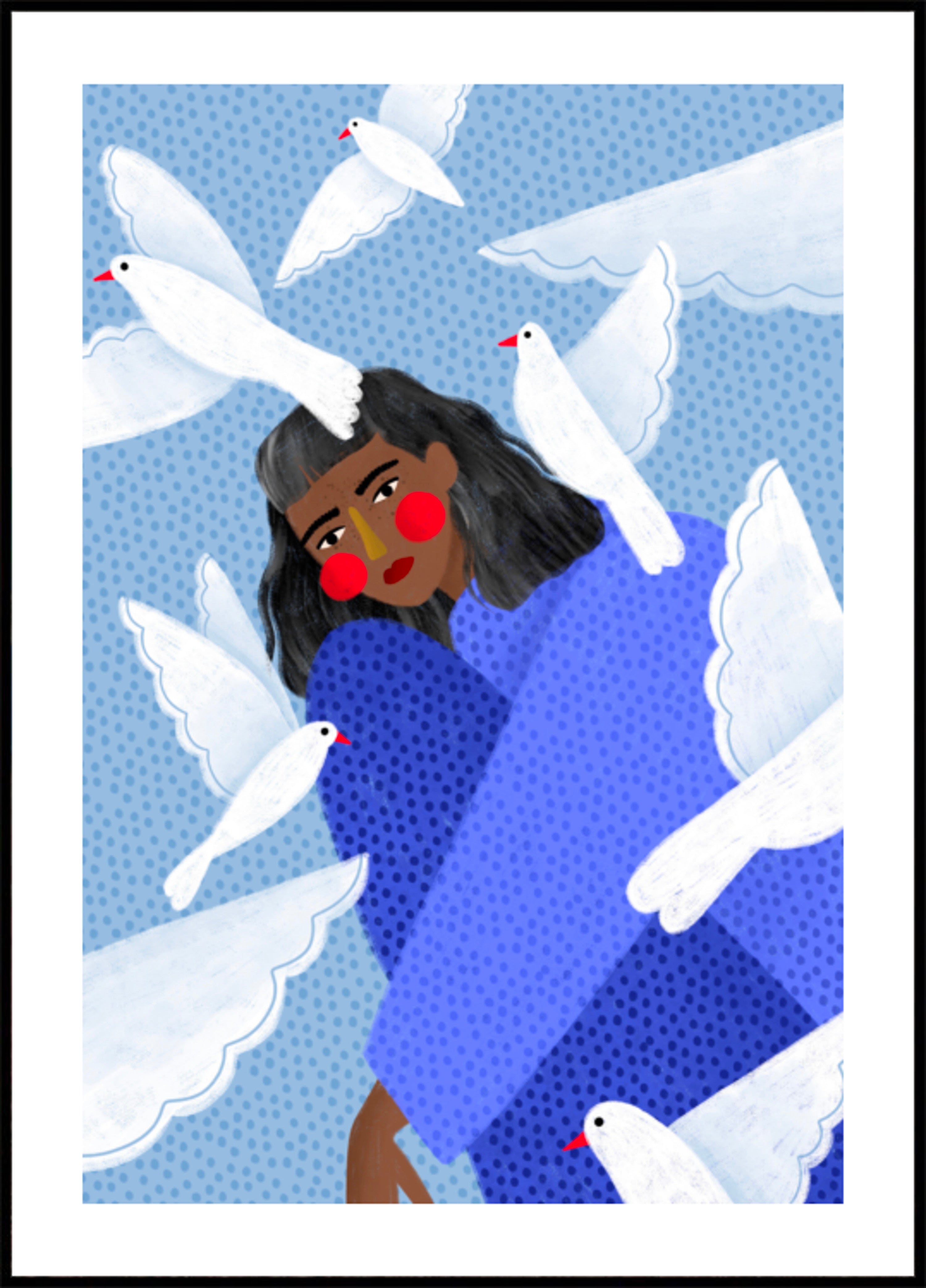 Peaceful Woman and Doves