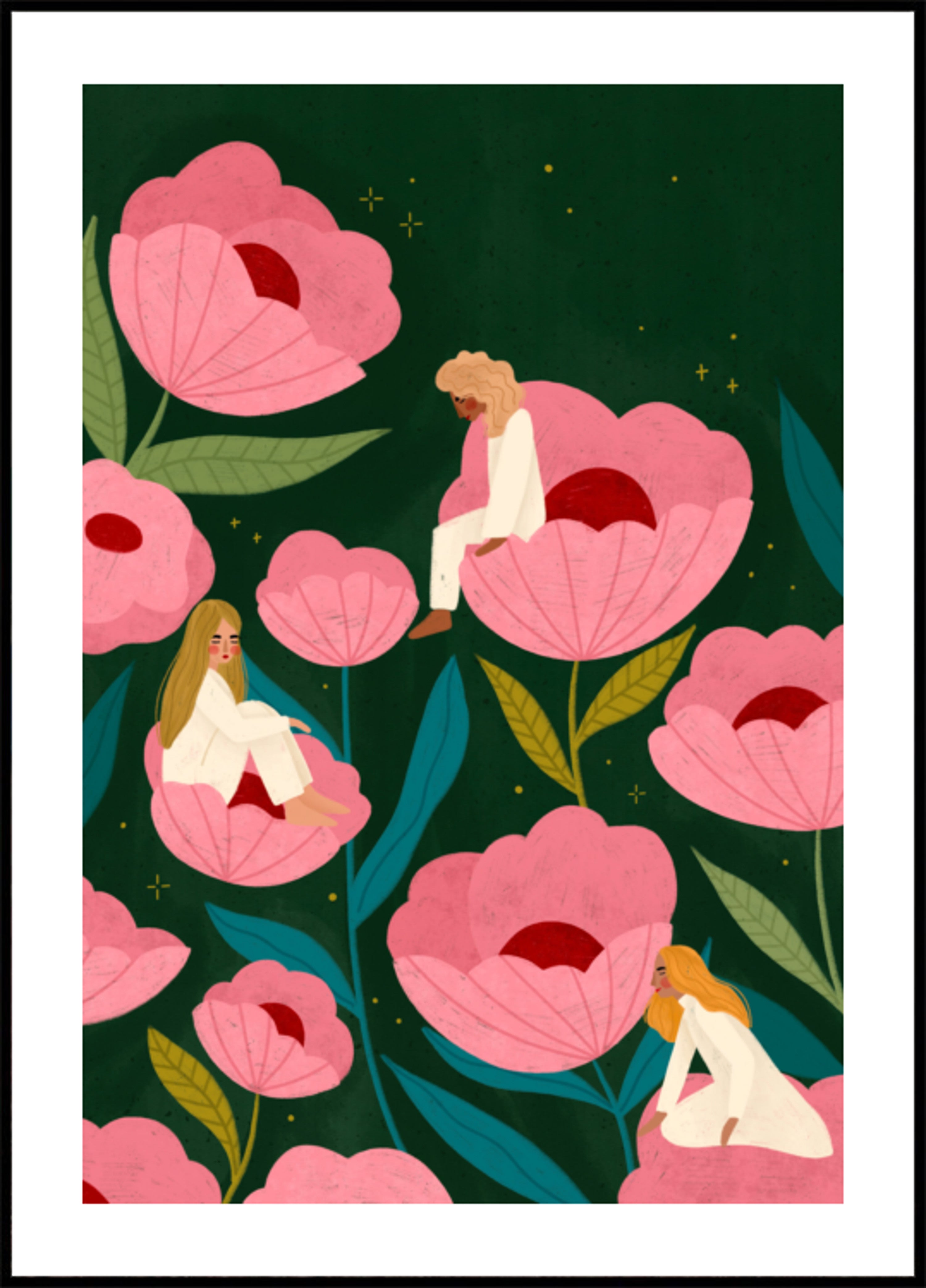 Calm Women in Flowers