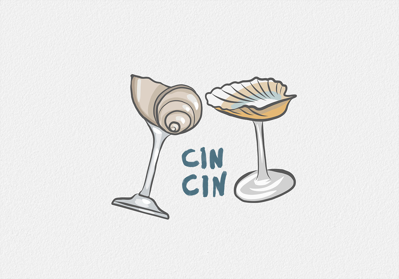 Cin Cin, Seashell Cocktail Glass Poster