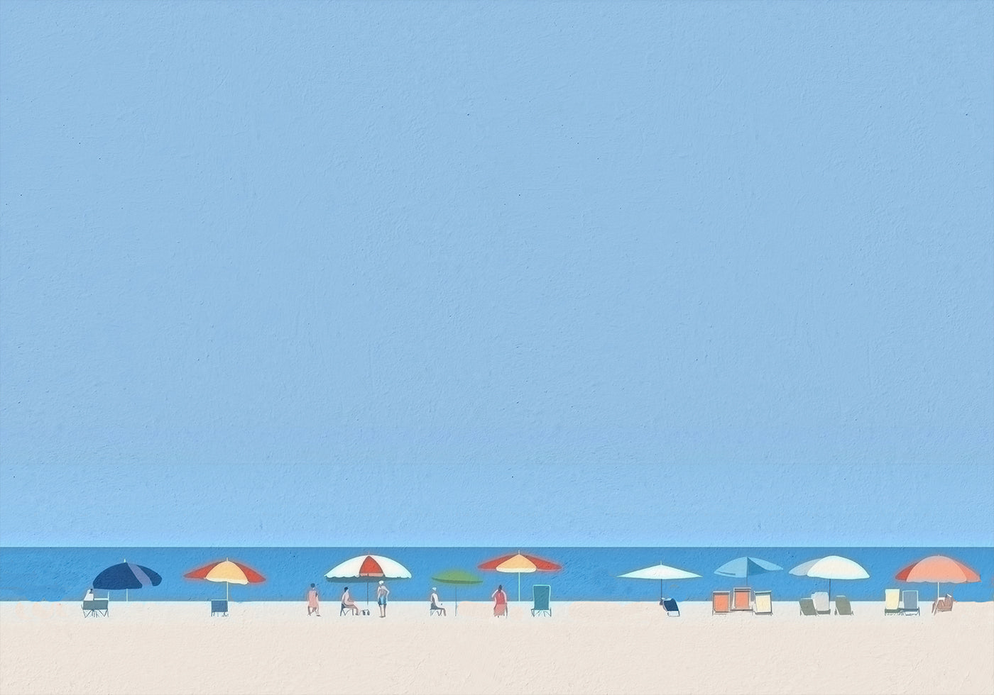Umbrellas on the Shore Poster