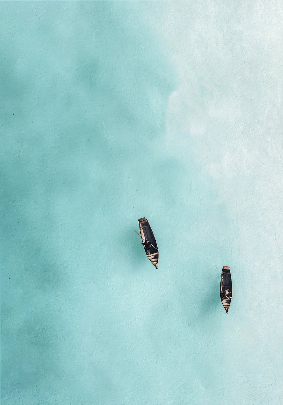 Tranquil Boats Ocean Aerial Poster