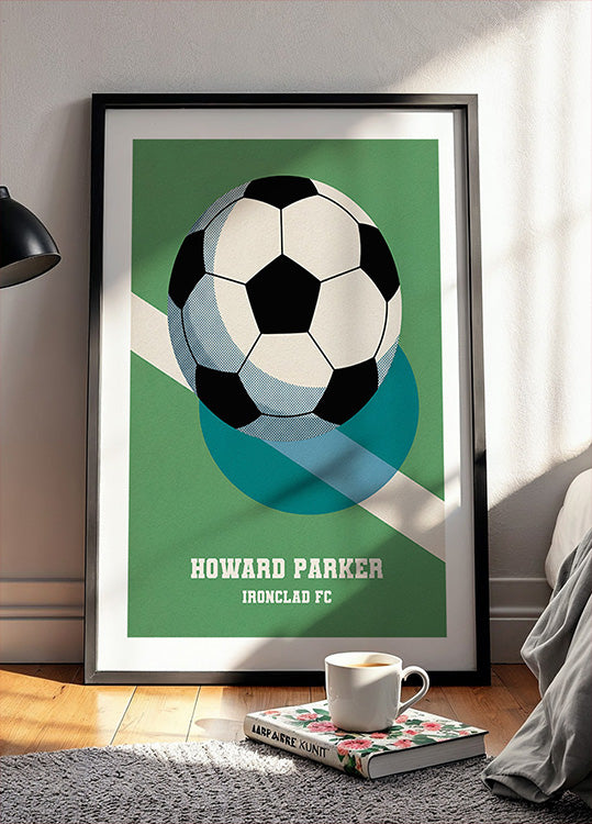 Retro Soccer Poster with Black and White Ball
