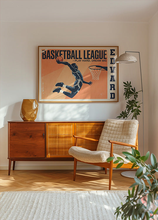 Vintage Basketball League Poster