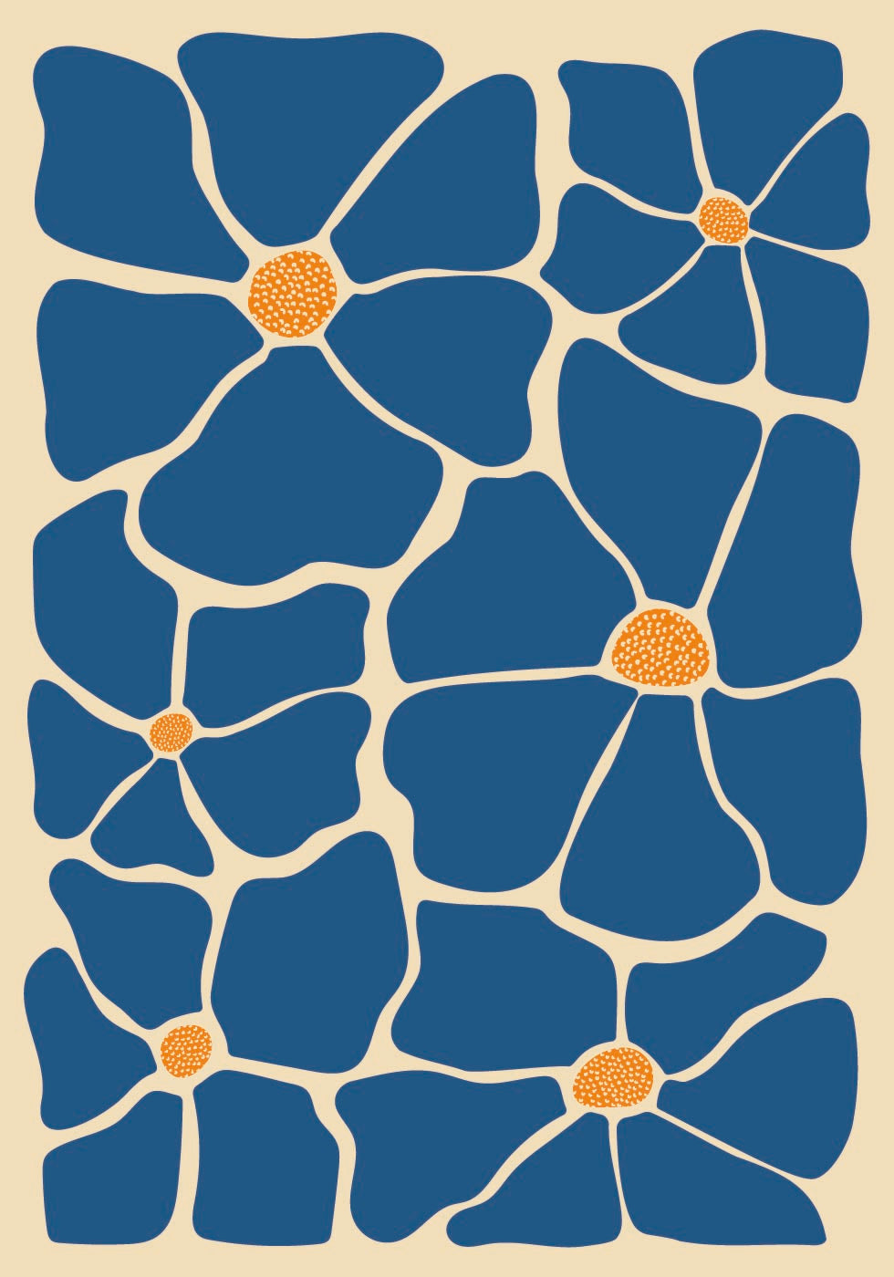 Abstract Blue Floral Poster