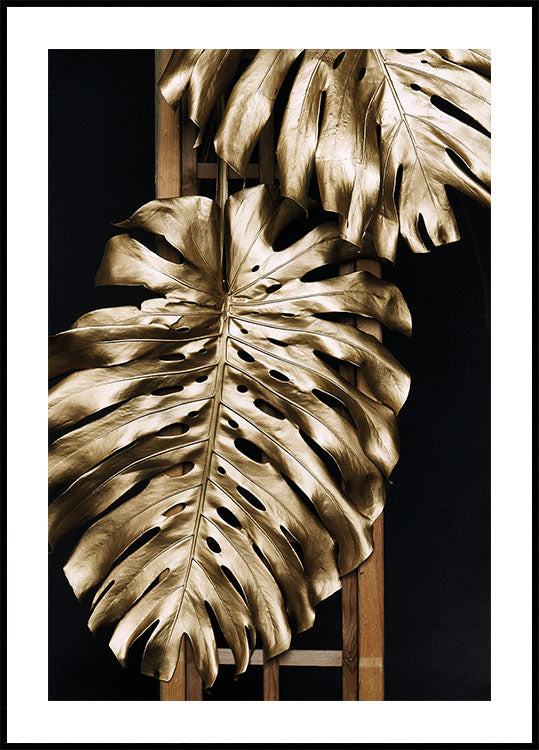 Golden Monstera №2 Poster