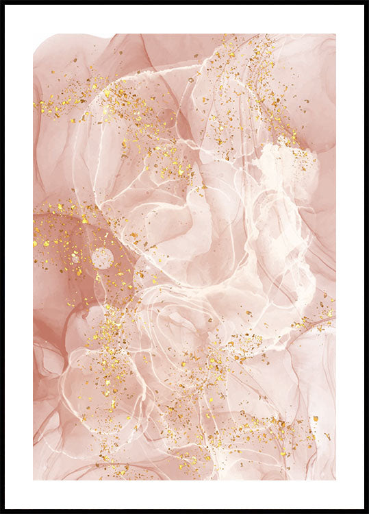 Pink Marble with Gold Poster