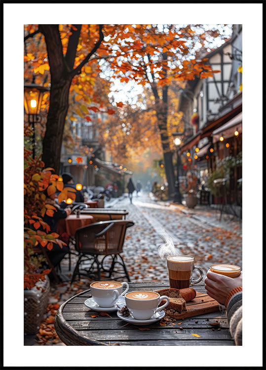 Cozy Autumn Café Scene Poster