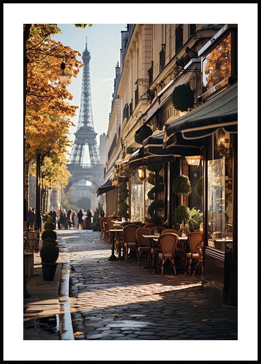 Parisian Street Café in Autumn Poster