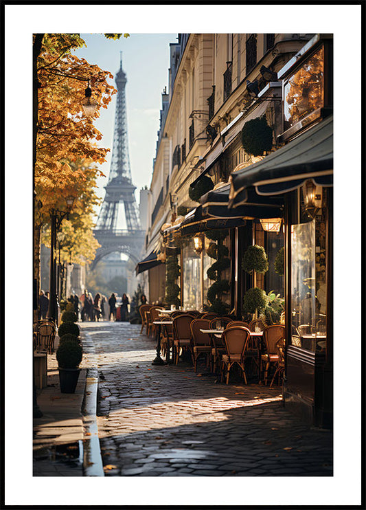 Parisian Street Café in Autumn Poster