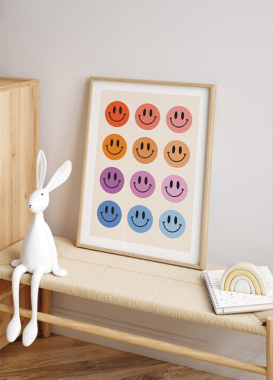 Colorful Smiley Faces Poster