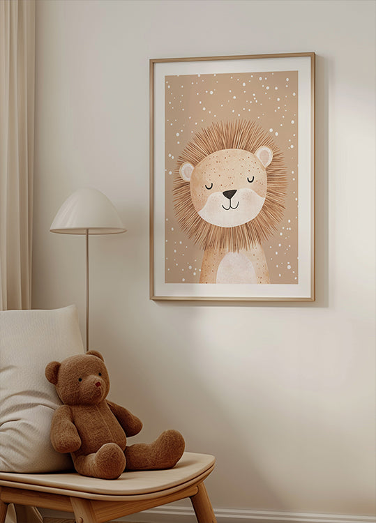 Sleepy Lion In Snow Poster