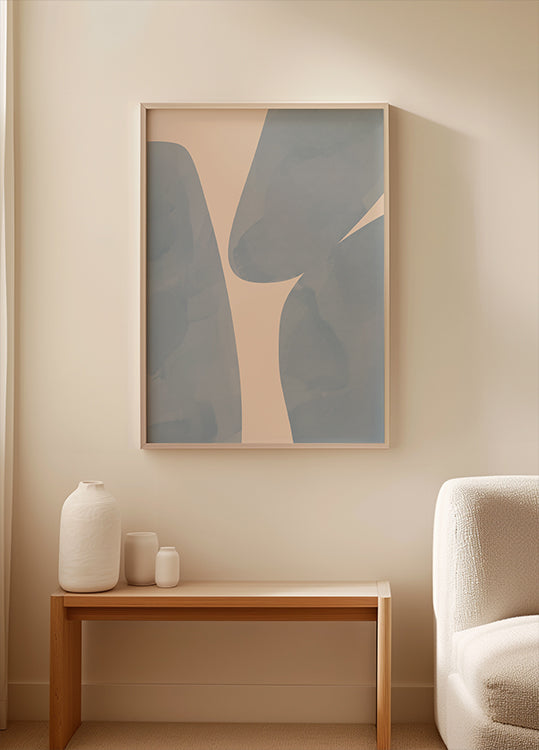 Soft Blue Forms, Abstract Shapes Poster