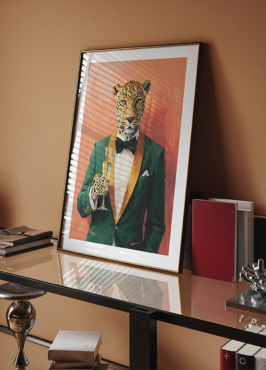 Leopard In Green Tuxedo Poster