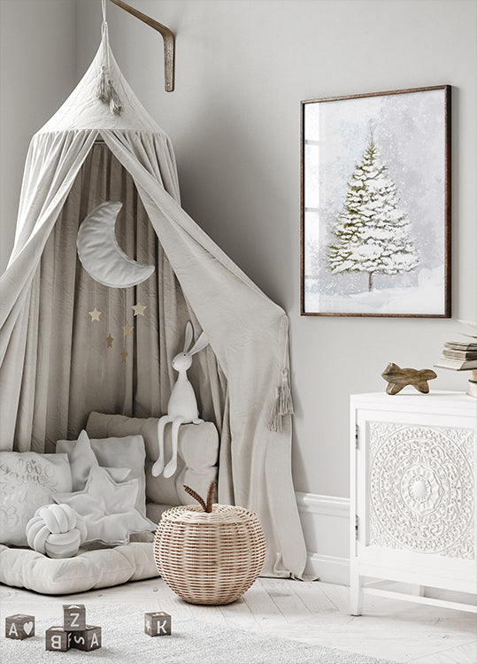 Lone fir in the snow Poster