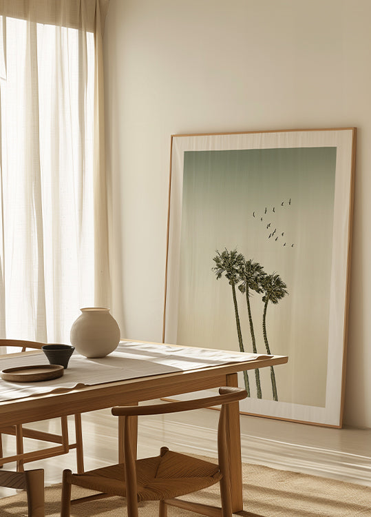 Vintage minimalist palm trees &amp; sunset Poster