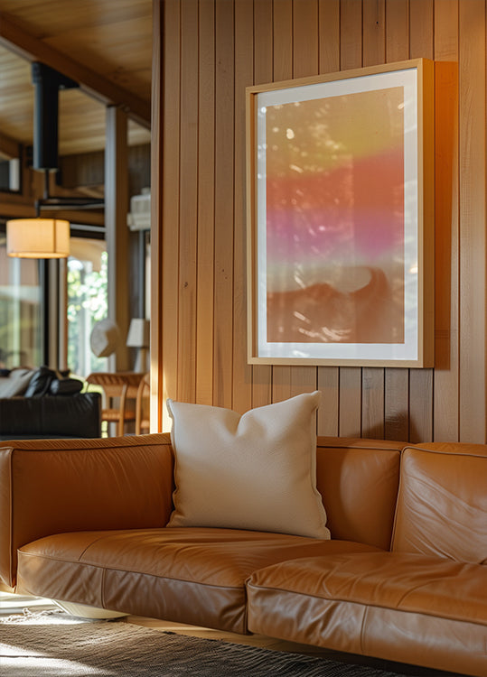 Deamy abstract landscape in pastel and neon colors Poster