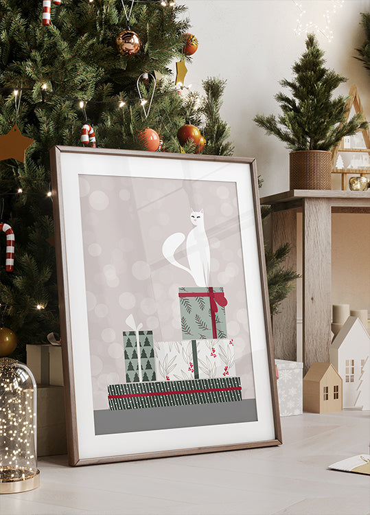 Retro cat and gifts Poster