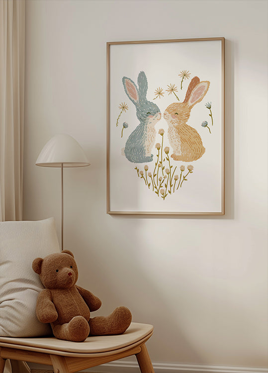 Kissing Bunnies Poster