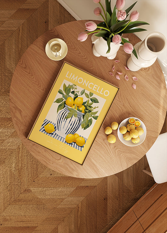 Limoncello Lemons Print, Italian Citrus Art, Yellow Gallery Wall Poster