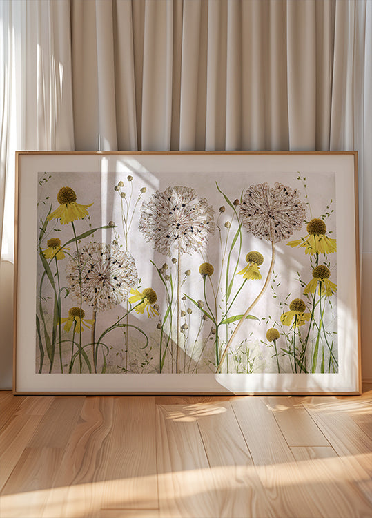 Alliums and heleniums Poster