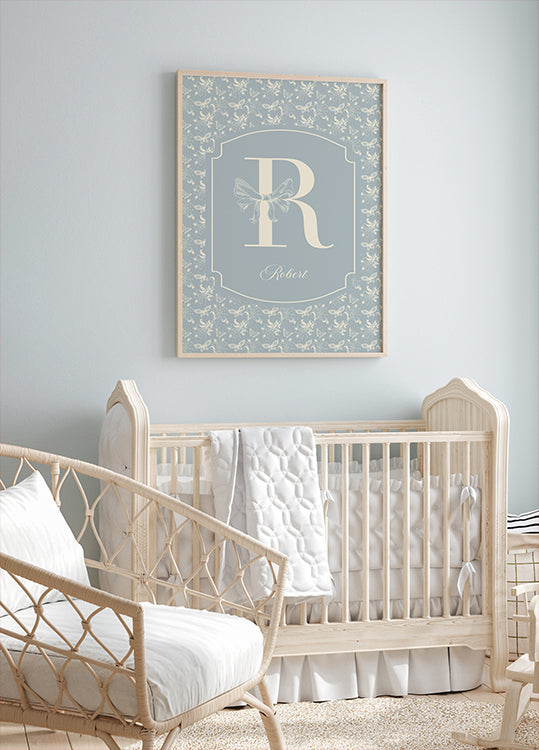 Elegant Baby Name Personal Blue Poster