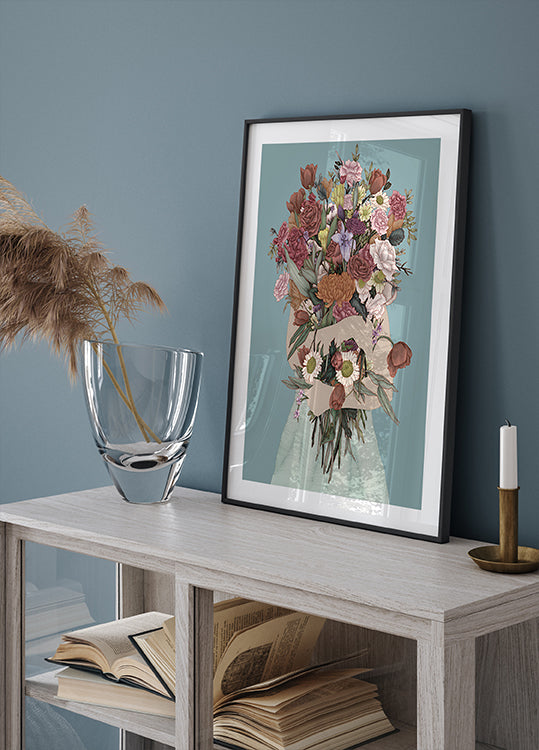 Gathering a Garden Teal Large  Poster