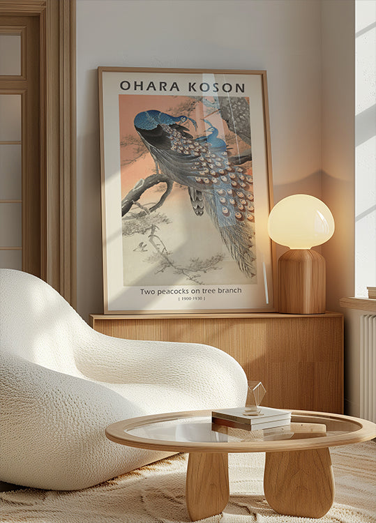 Two Peacocks, Japanese Woodblock By Ohara Koson Poster