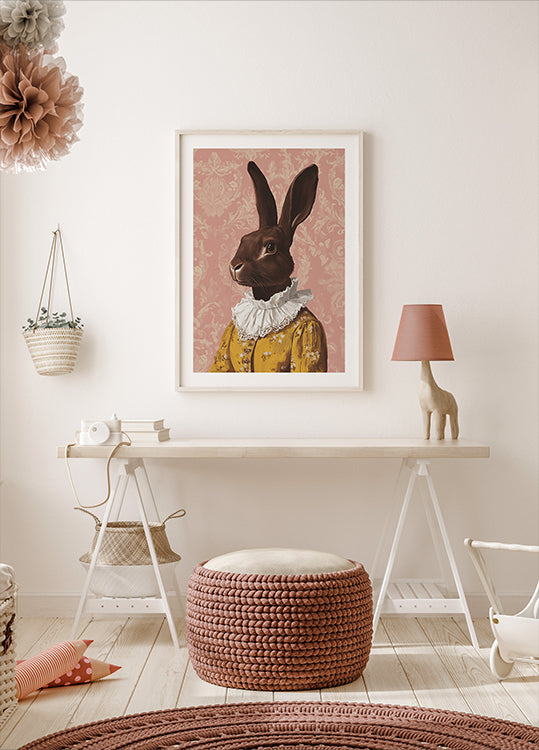 Chocolate Bunny in Yellow Dress Poster