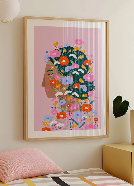 Colourful Flower Lady Poster