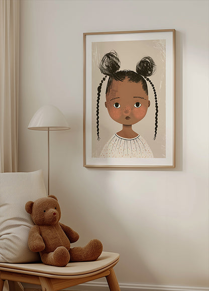 Black girl With Buns And Braids Poster