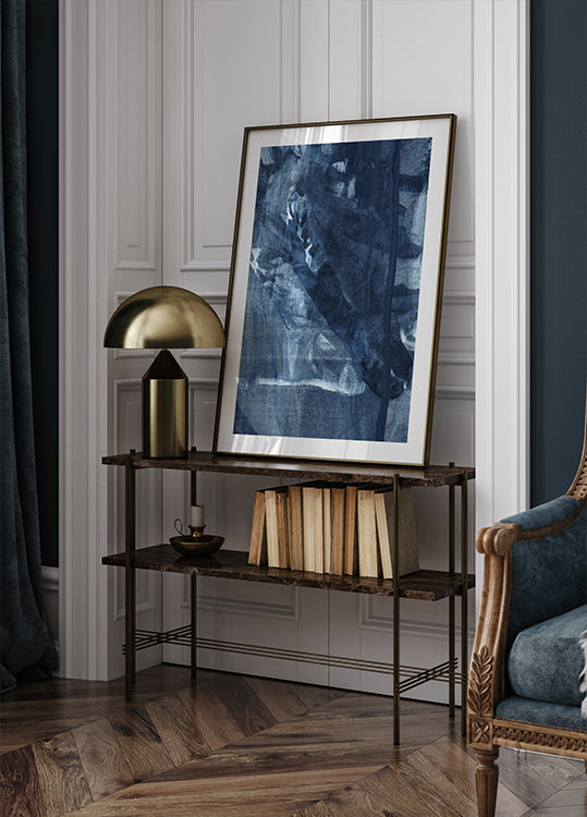 Blue Texture Flowing Vertical Lines Poster