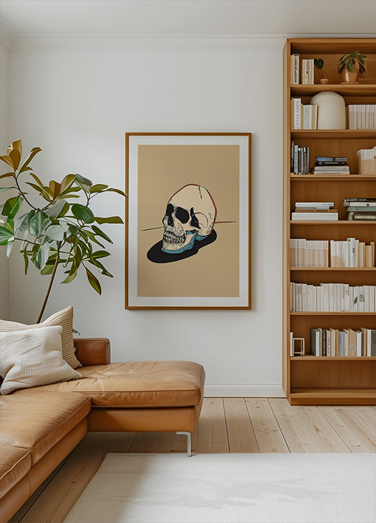 Skull Illustration On A Beige Background Poster
