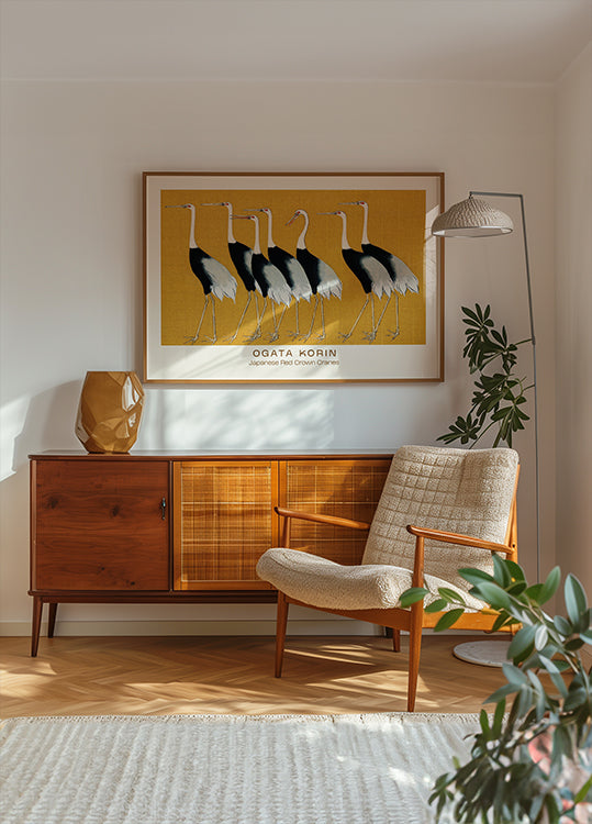 Japanese Red Crown Cranes, Ogata Korin Poster