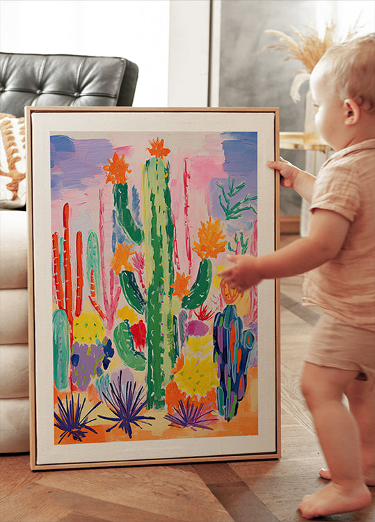 Colorful Cactus Garden Poster