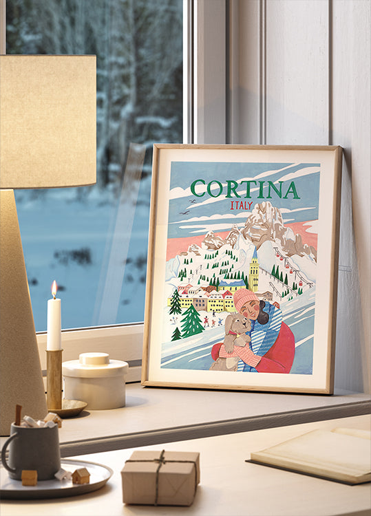 Travel Poster Woman in Cortina, Italy Poster