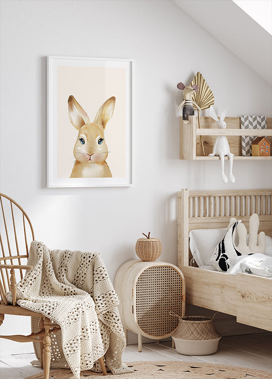 Cute Watercolor Bunny, Animal Nursery Print Poster