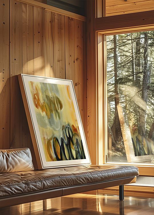 Abstract With Ovals and Gold Poster