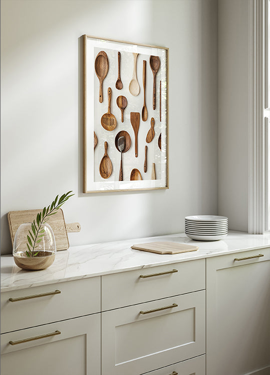 Rustic Wooden Kitchen Utensils Poster