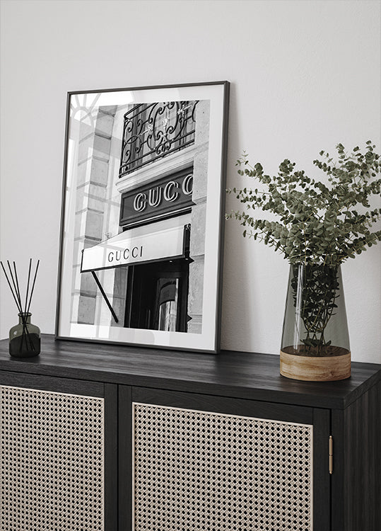 Gucci Boutique Black and White Poster
