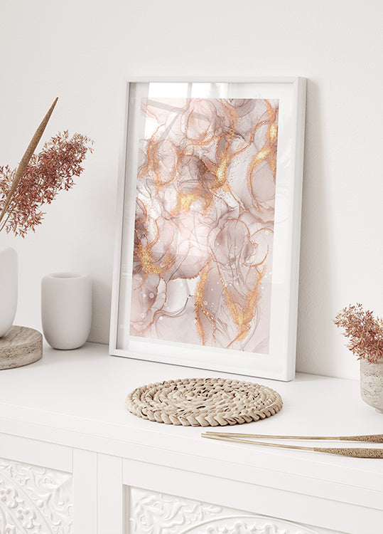 Abstract Marble with Gold Accents Poster