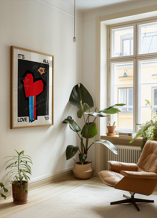 It's All Love Heart Grey Poster