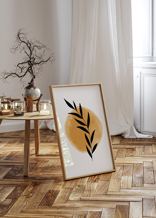 Sunrise Branch, Minimalist Botanical Sun Poster