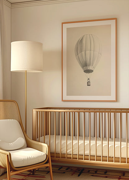 Vintage Hot Air Balloon Sketch Poster