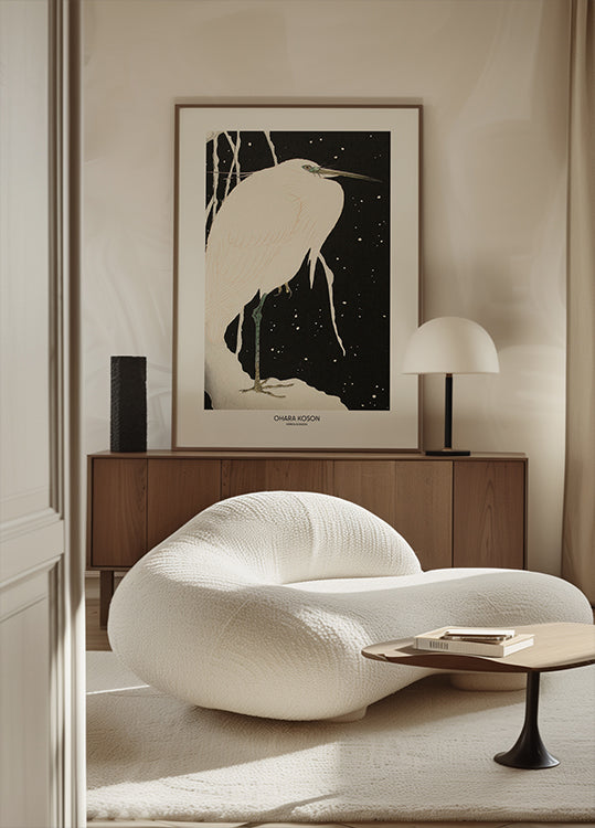 Heron In The Snow Poster