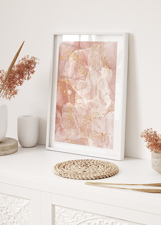 Pink Marble with Gold Poster