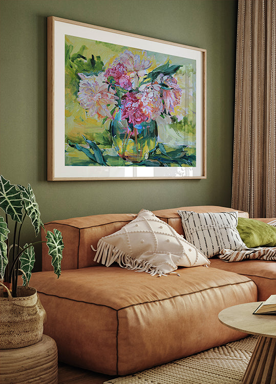 Peonies in a vase Poster