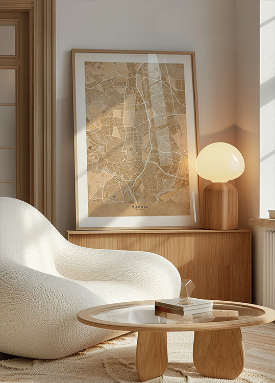 Map of Madrid (Spain) in sepia vintage style Poster