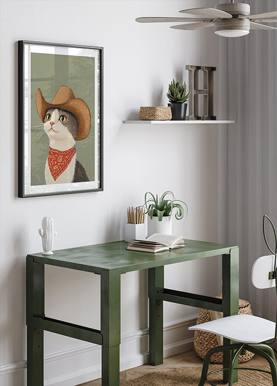Cowboy English Shorthair Cat Poster