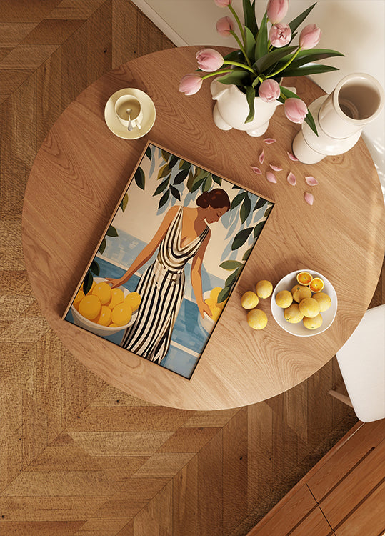 Lemon Lady, Striped Dress, Coastal Glamour Poster